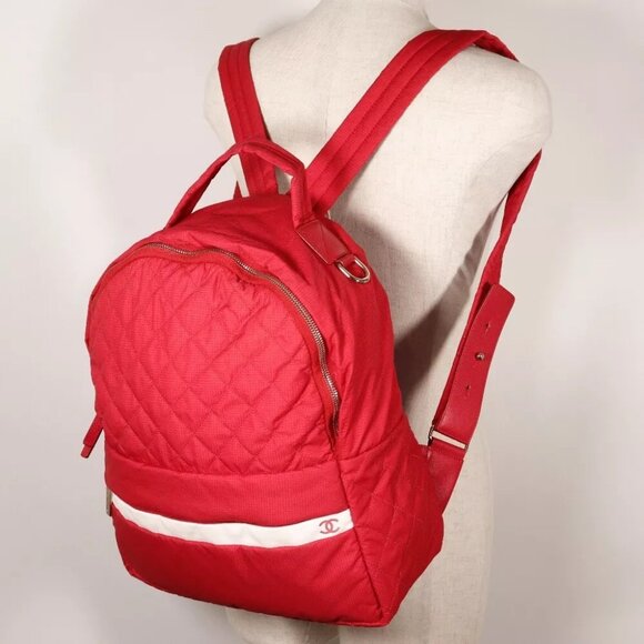 CHANEL COCO Mark Backpack Daypack Matelasse Red Nylon Women main image 12